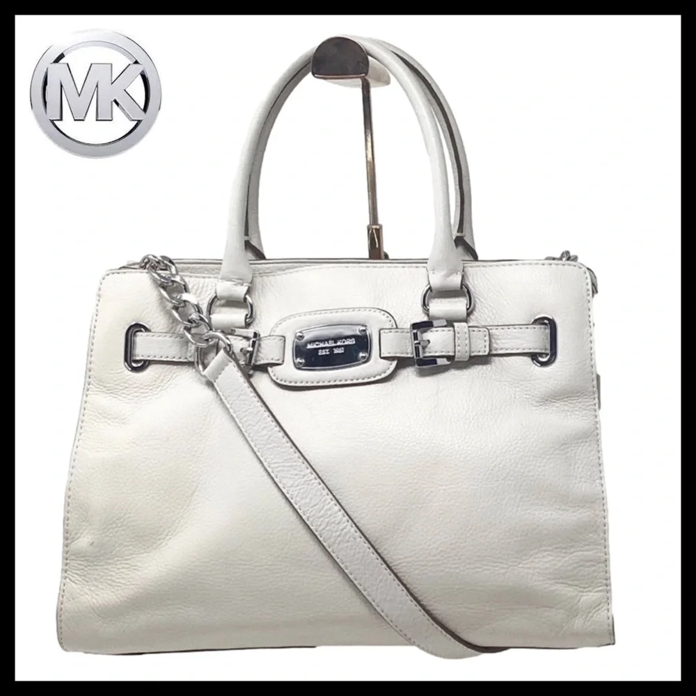 MICHAEL KORS Hamilton Large EW Tote Soft Pebbled Leather Color: Vanilla - Picture 1 of 16